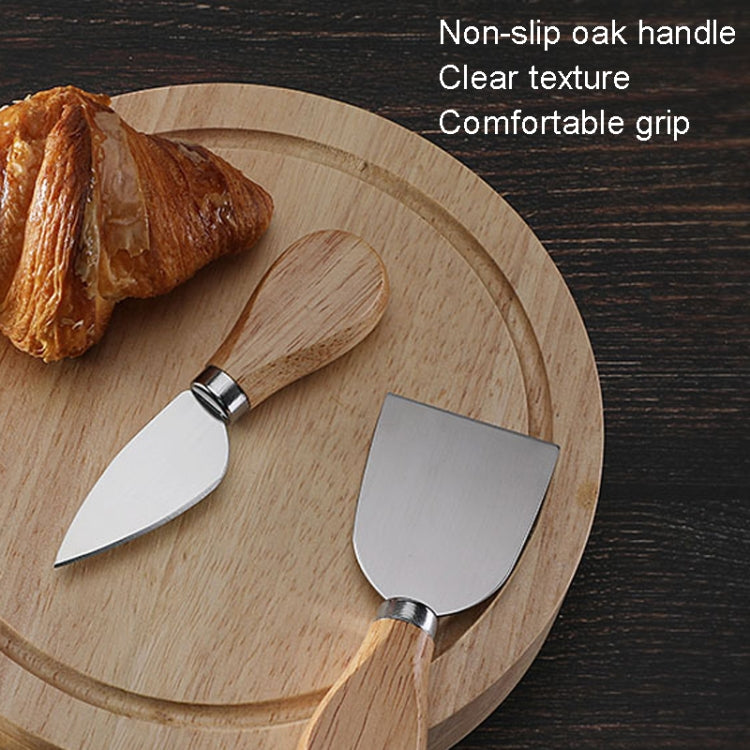 4pcs /Set Round Oak Box Cheese Knife Spatula Stainless Steel Cheese To – CozyTag